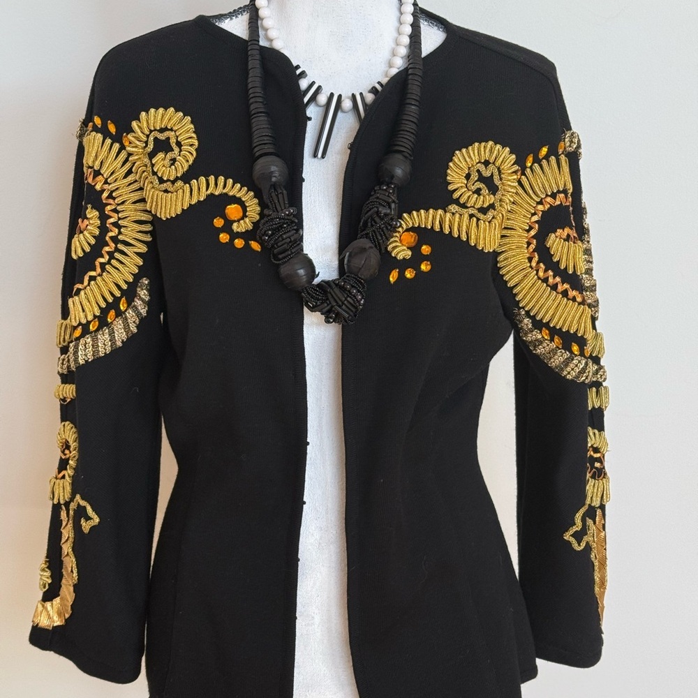 Rare, unique, embroidered Black and Gold Women's Jacket glamoratti